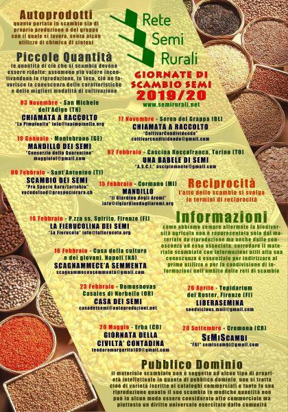 Una locandina comune per gli incontri di scambio sementi